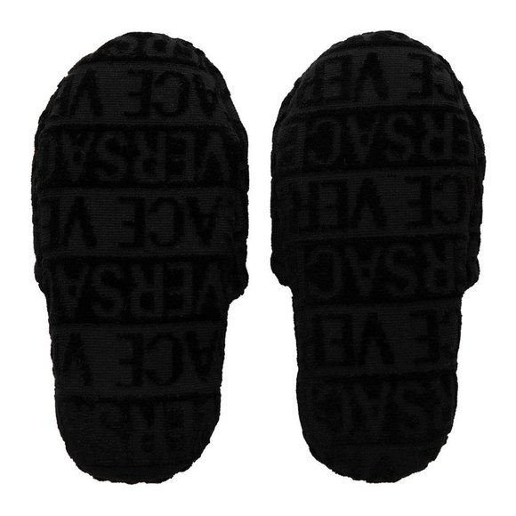 Versace Medusa Logo Mania Embroidered Slipper in Black Small 5,5-6.5 New Womens - Picture 2 of 8